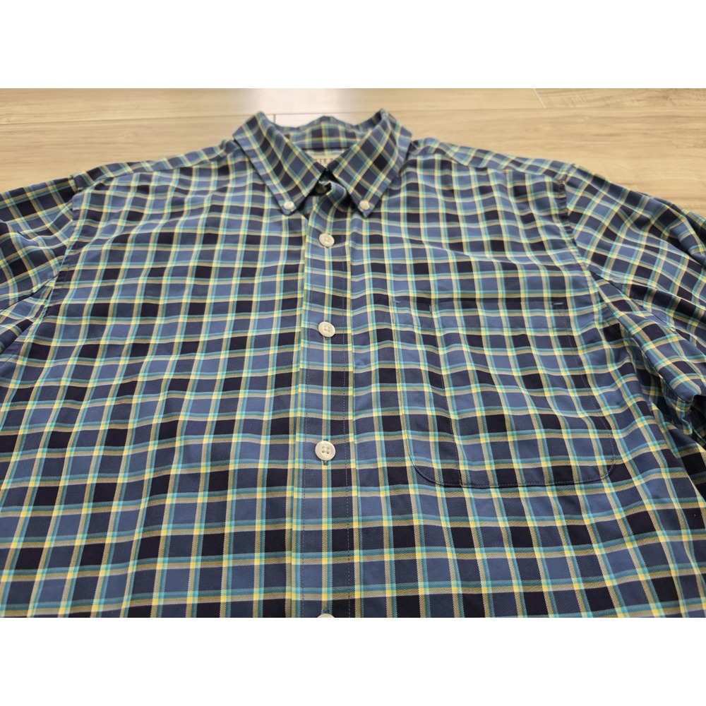 Duluth Trading Co Mens Large Blue Button Shirt Check - Picture 3 of 8